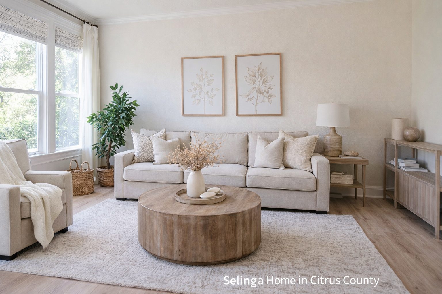 selling home citrus county staged living room