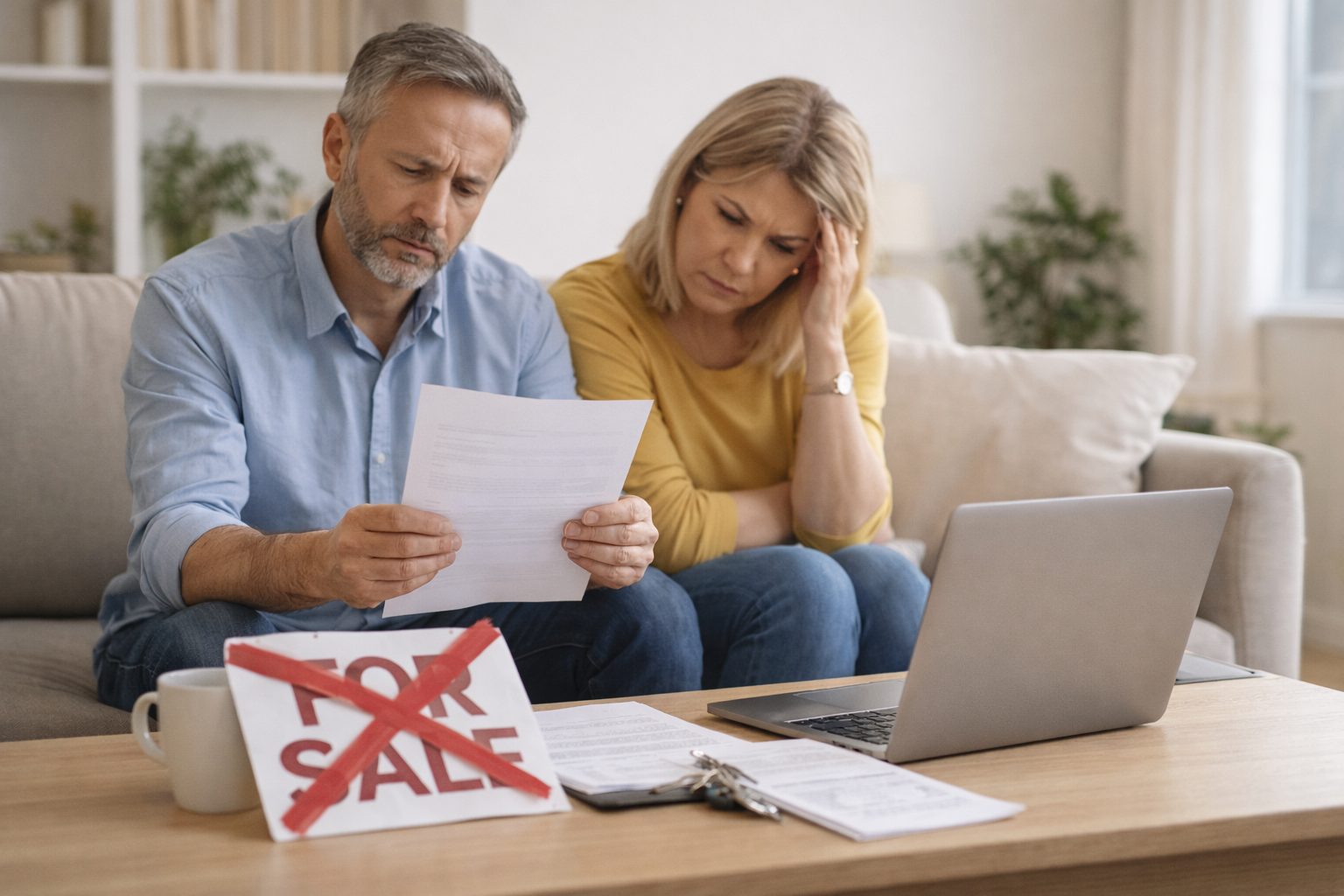 Homeowners reviewing paperwork after home didn’t sell in Citrus County