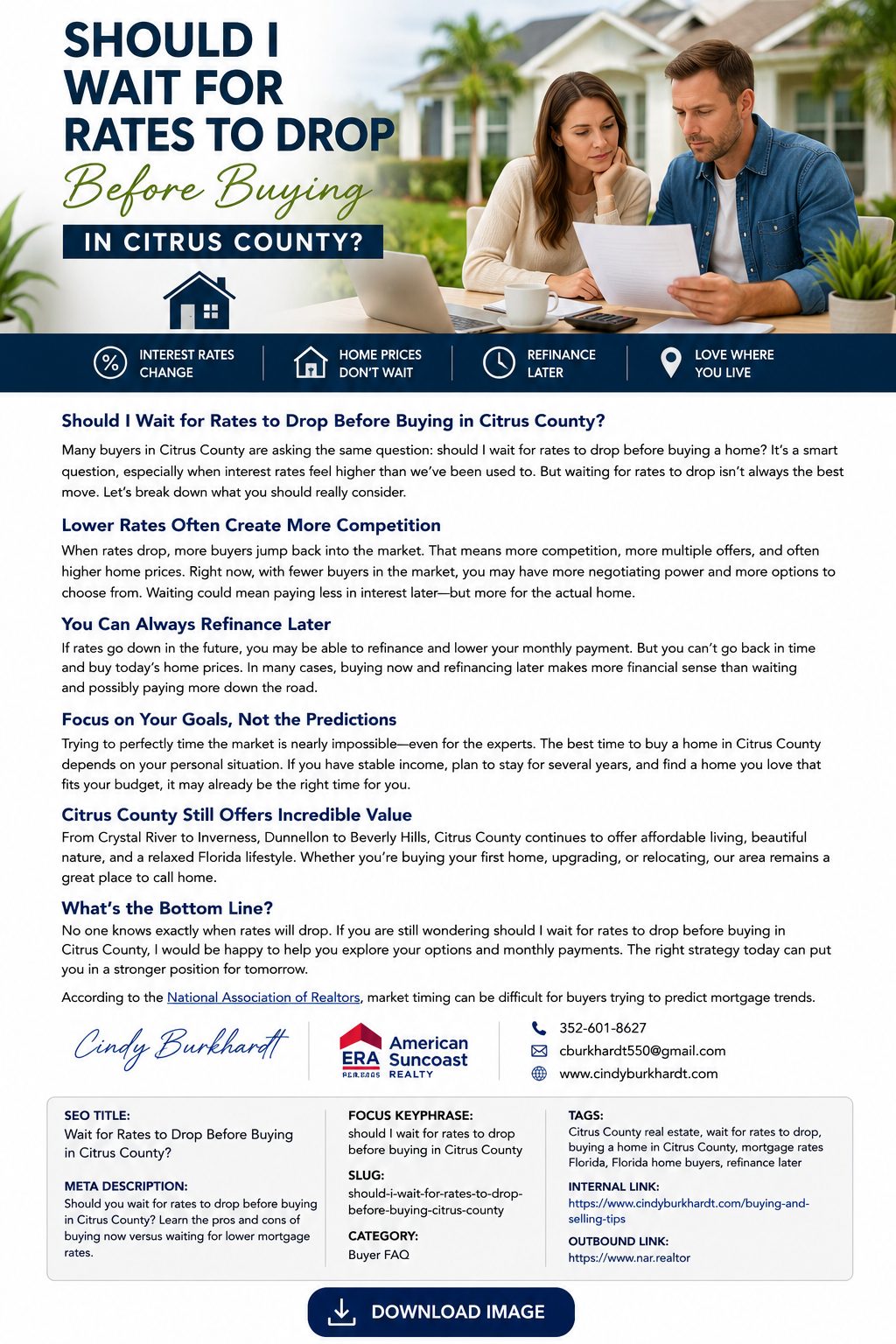 Should I wait for rates to drop before buying in Citrus County Florida
